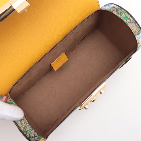 Gucci Bamboo GG flora PVC & leather 2way handbag Yellow 603221 - Picture 8 of 11